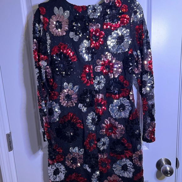 Premier Amour Black Women's Sequin Floral Cocktail Dress Size 14 - Picture 3 of 5